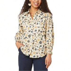 Roller Rabbit Evandra Floral Noemie Blouse Top Sz L Boho Feminine Romantic